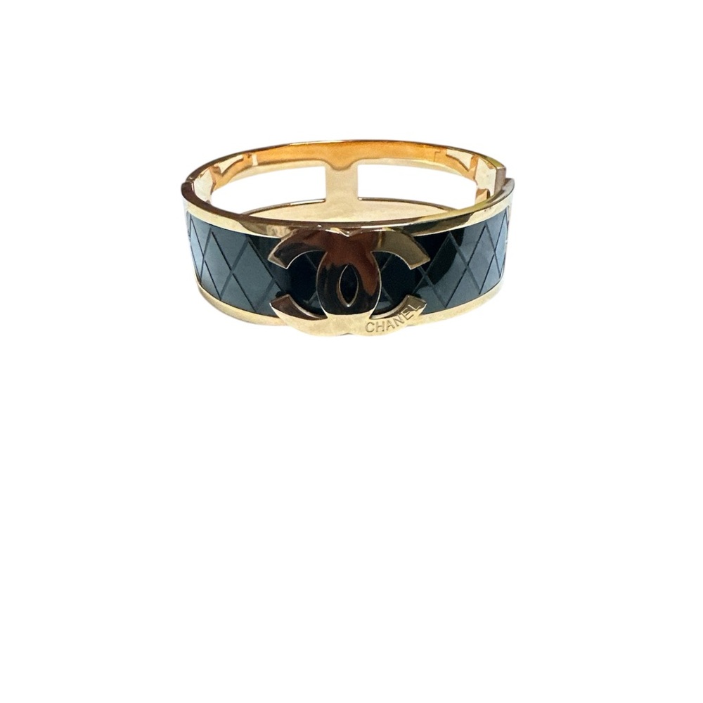 Black and Gold Tone Cuff Bracelet - Picture 3 of 7